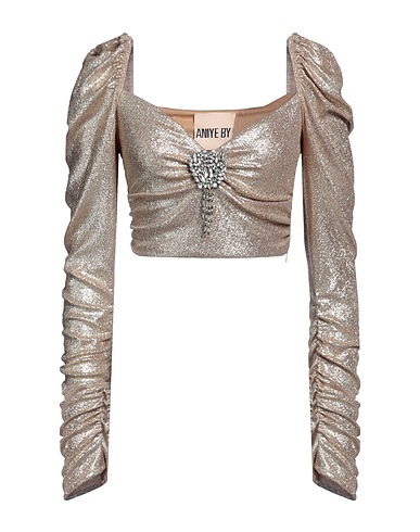 ANIYE BY Crop top Gold 91% Polyamide, 5% Elastane, 4% Metallic fiber