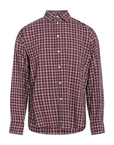 FINAMORE 1925 Checked shirt Burgundy 100% Cotton