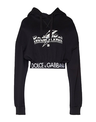 DOLCE&GABBANA Hooded sweatshirt Black 100% Cotton, Polyester, Elastane