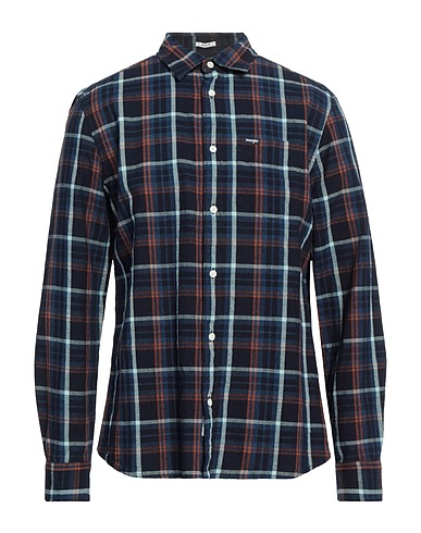 WRANGLER Checked shirt Blue 100% Cotton
