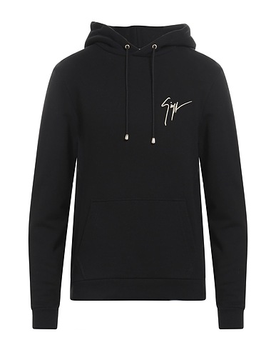 GIUSEPPE ZANOTTI Hooded track jacket  Black 100% Cotton