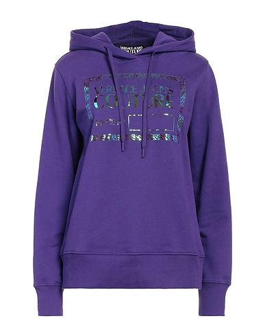 VERSACE JEANS COUTURE Hooded track jacket  Purple 100% Cotton, Elastane