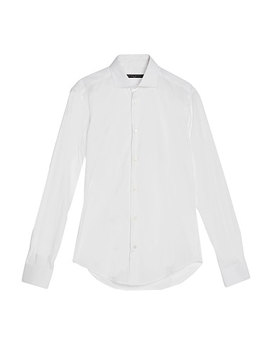 BRIAN DALES Camicia tinta unita Bianco 80% Cotone, 15% Poliammide, 5% Elastan