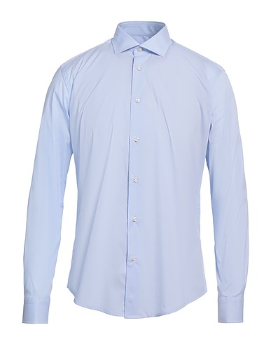 BRIAN DALES Camicia tinta unita Celeste 80% Cotone, 15% Poliammide, 5% Elastan