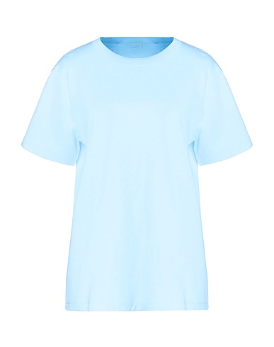 8 by YOOX Basic T-Shirt PRINTED COTTON T-SHIRT Sky blue 100% Cotton