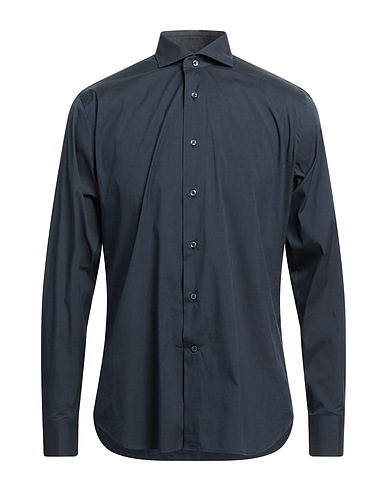 GRIGIO Solid colour shirt Navy blue 76% Cotton, 21% Polyamide, 3% Elastane