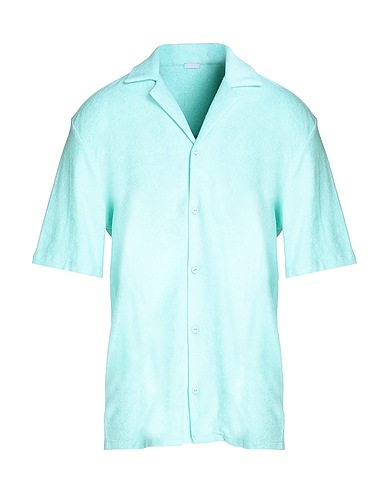 8 by YOOX Solid colour shirt COTTON TERRYCLOTH SHIRT
 Light green 100% Cotton