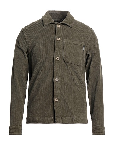 WHY NOT BRAND Solid colour shirt Military green 98% Cotton, 2% Elastane