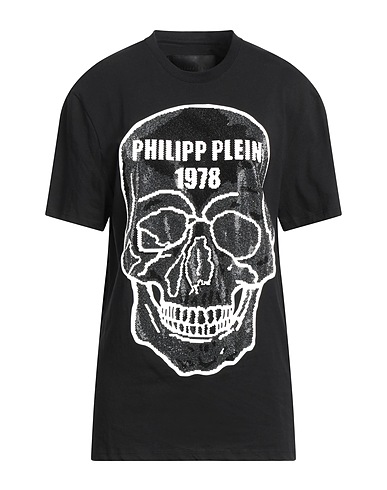 PHILIPP PLEIN Ｔシャツ ブラック コットン 100% / ガラス