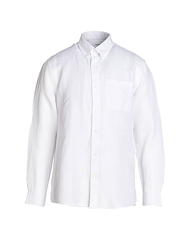 SELECTED HOMME Solid color shirt White 50% Organic cotton, 50% Linen