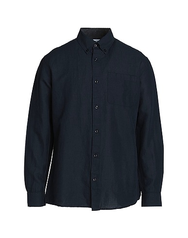 SELECTED HOMME Solid colour shirt Midnight blue 50% Organic cotton, 50% Linen