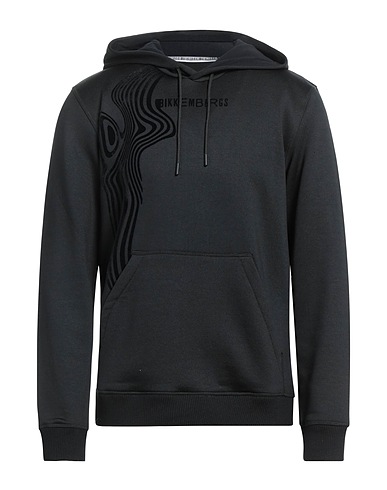 BIKKEMBERGS Hooded sweatshirt Black 57% Polyester, 43% Cotton, Elastane