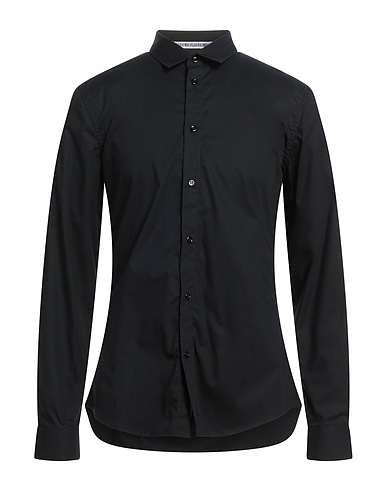 BIKKEMBERGS Einfarbiges Hemd Schwarz 96% Baumwolle, 4% Elastan