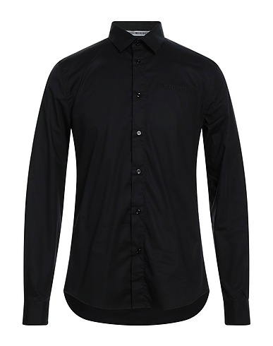 BIKKEMBERGS Solid colour shirt Black 96% Cotton, 4% Elastane, Polyester