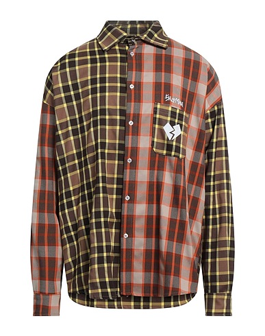 SELF MADE by GIANFRANCO VILLEGAS Camicia a quadri Nocciola 66% Poliestere, 31% Viscosa, 3% Elastan