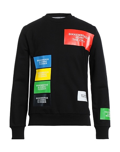 BIKKEMBERGS Sweatshirt Black 95% Cotton, 5% Elastane