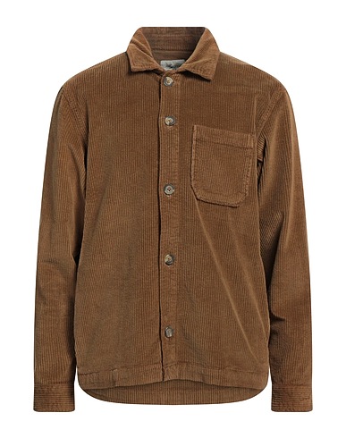 ALLEY DOCKS 963 Solid color shirt Camel 99% Cotton, 1% Elastane