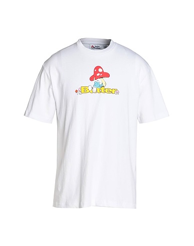 BUTTER GOODS T-shirt Lazy Logo Tee
 White 100% Cotton