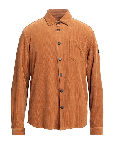 LES COPAINS Solid colour shirt Camel 100% Cotton