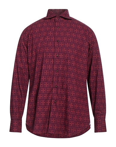 CALIBAN Patterned shirt Burgundy 100% Cotton
