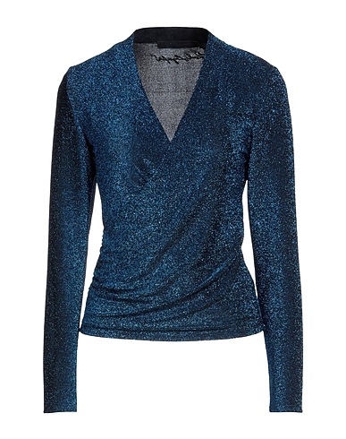 KARL LAGERFELD Evening top Blue 70% Nylon, 25% Metallic fiber, 5% Elastane