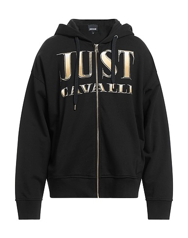 JUST CAVALLI Hooded track jacket  Black 100% Cotton