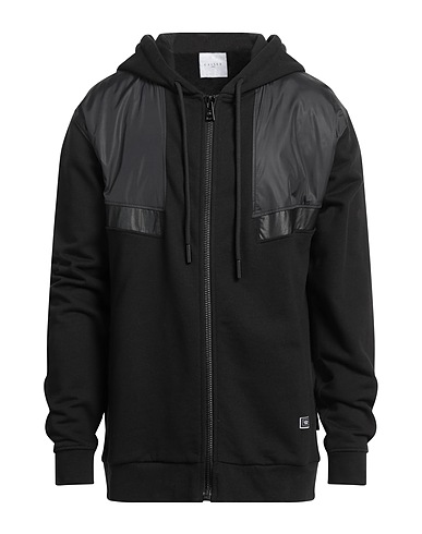 GAëLLE Paris Hooded track jacket  Black 100% Cotton, Polyurethane, Polyamide