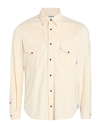 BERNA Camicia tinta unita Panna 100% Cotone