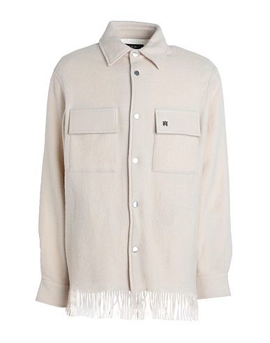 AMIRI Solid color shirt Beige 100% Wool, Leather