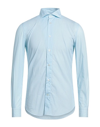 VINCENZO DI RUGGIERO Napoli Camicia fantasia Celeste 100% Cotone