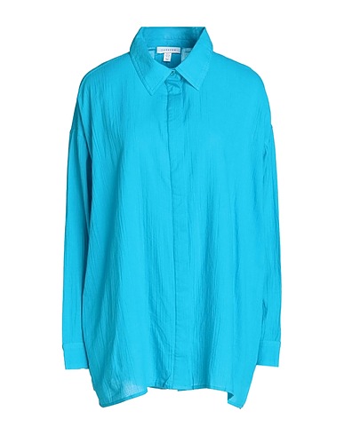 TOPSHOP Solid colour shirts & blouses Turquoise 100% Cotton