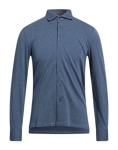 DORIANI Solid color shirt Navy 92% Cotton, 8% Cashmere