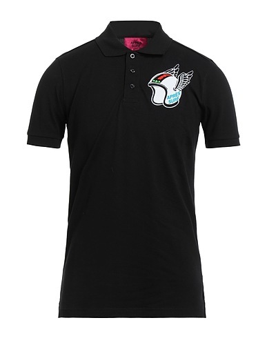 APRÈS SURF Polo shirt Black 95% Cotton, 5% Elastane
