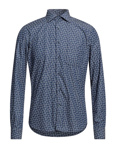 BORSA Patterned shirt Navy blue 100% Cotton