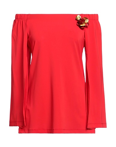 CAMILLA  Milano Off-the-shoulder top Red 76% Acrylic, 19% Polyamide, 5% Elastane