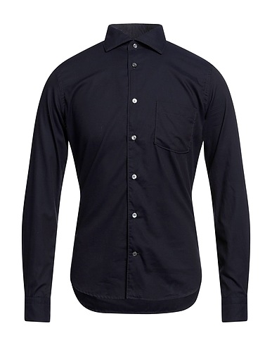 BORSA Solid color shirt Midnight blue 100% Cotton