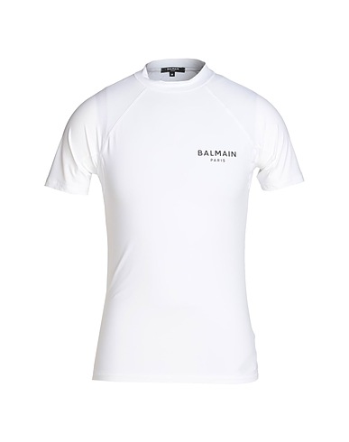 BALMAIN Basic T-Shirt RAGLAN SHORT SLEEVES T-SHIRT White 80% Polyamide, 20% Elastane