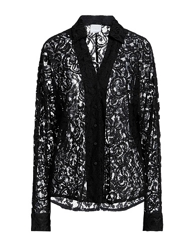 MERCI ITALIA Lace shirts & blouses Black 43% Viscose, 37% Cotton, 20% Polyamide