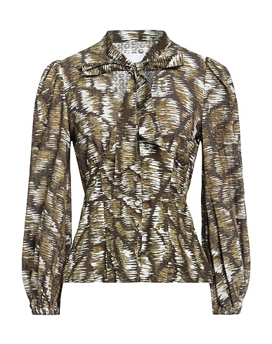 BRAND UNIQUE Patterned shirts & blouses Military green 100% Cotton