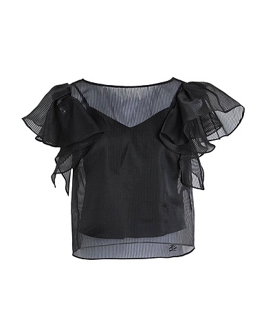 KARL LAGERFELD Top RUFFLE TOP
 Black 100% Polyester