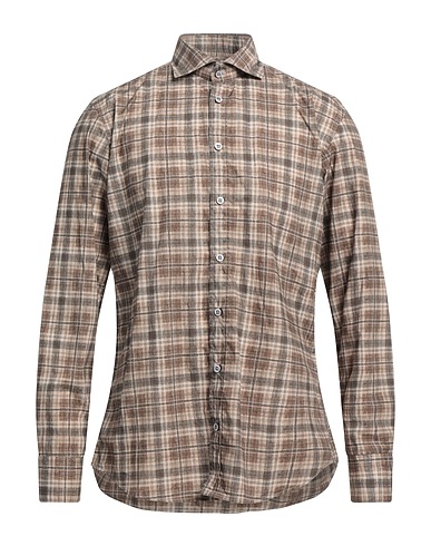 BASTONCINO Checked shirt Taupe 100% Cotton