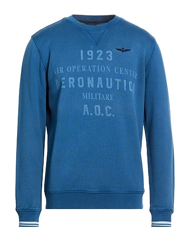AERONAUTICA MILITARE 트레이닝 상의 슬레이트 블루 100% 코튼