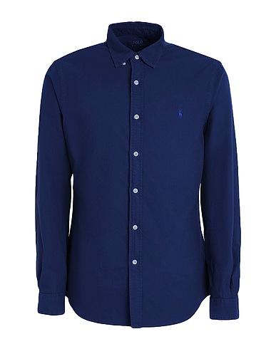 POLO RALPH LAUREN Solid color shirt CUSTOM FIT GARMENT-DYED OXFORD SHIRT
 Navy 100% Cotton