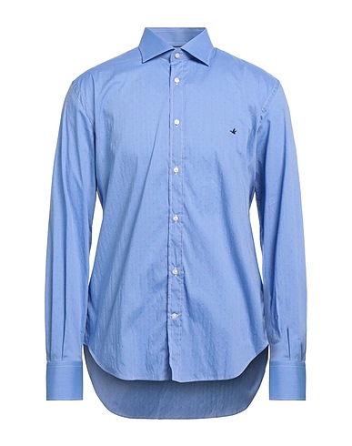 BROOKSFIELD Checked shirt Light blue 75% Cotton, 22% Polyamide, 3% Elastane