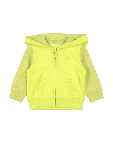 GUESS Hooded track jacket  Lime green 60% Cotton, 40% Polyester
