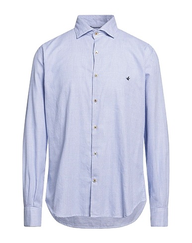 BROOKSFIELD Patterned shirt Light blue 100% Cotton