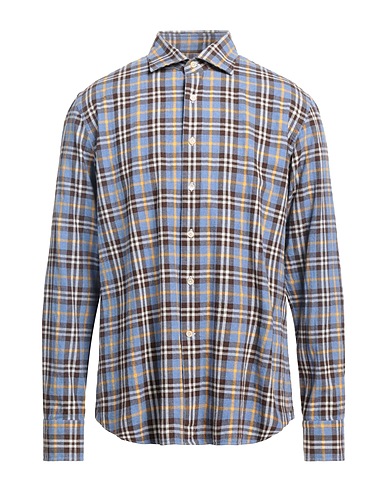 ALESSANDRO GHERARDI Checked shirt Light blue 100% Cotton