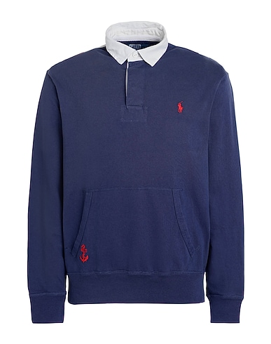 POLO RALPH LAUREN Polo shirt CLASSIC FIT FLAG-PATCH RUGBY SHIRT
 Slate blue 100% Cotton