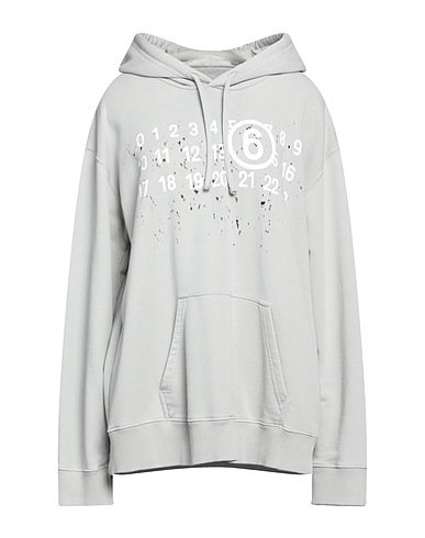 MM6 MAISON MARGIELA Hooded track jacket  Light grey 65% Cotton, 35% Polyester, Elastane