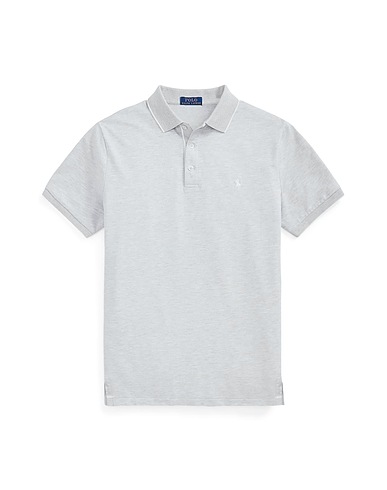 POLO RALPH LAUREN Polo shirt CUSTOM SLIM FIT TEXTURED MESH POLO SHIRT
 Light grey 100% Cotton